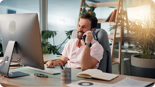 Happy employee at work